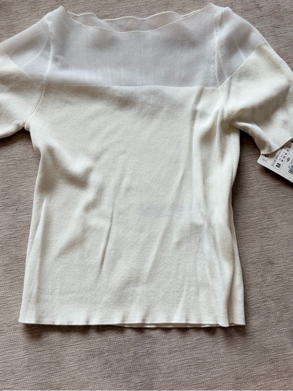 Zara NWT fitted white sweater with sheer top medium